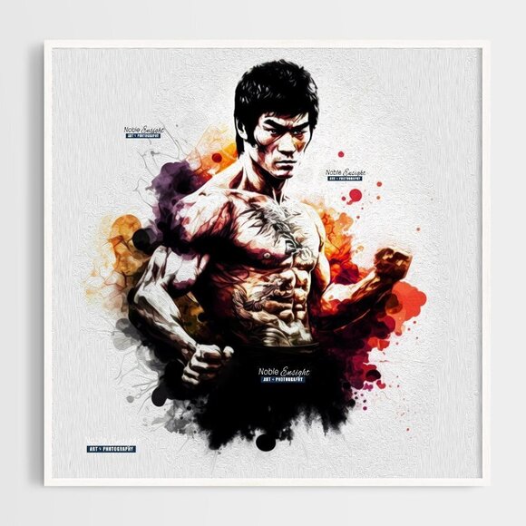 8x8 Bruce Lee Wall Art Martial Arts Watercolor Oil Painting‎ Print - Picture 1 of 3